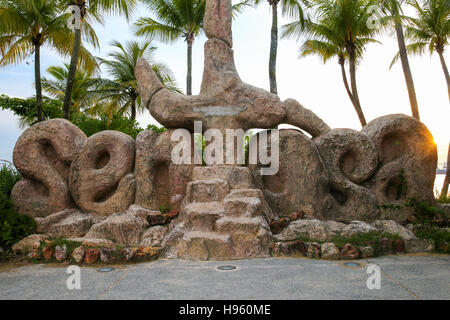 Singapour voyage - vue sur la plage à l'île de Sentosa. Banque D'Images