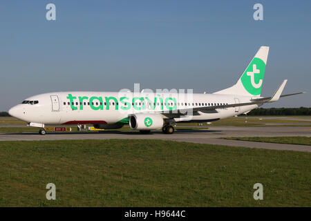 Munich, Allemagne - le 08 août 2016 : Transavia, Boeing 737 de l'aéroport de Munich Banque D'Images