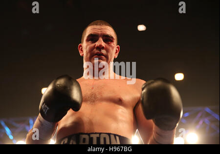 Johnny Garton après avoir gagné contre l'Geiboord Omier à la Wembley Arena, Londres. L'ESS Banque D'Images
