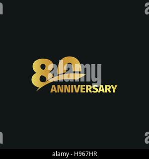 Résumé isolés 80e anniversaire d'or logo sur fond noir. Numéro 80 logotype. Célébration du jubilé 80 ans icône. 80e anniversaire de l'emblème. Vector illustration. Illustration de Vecteur