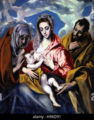 Domínikos Theotokópoulos a.k.a El Greco - Sainte Famille avec saint Anna Banque D'Images