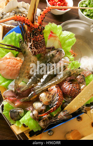 L'ensemble de l'ensemble des fruits de mer pour chaudron Banque D'Images