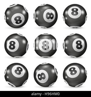 Jeu de boules de billard huit angles différents Illustration de Vecteur