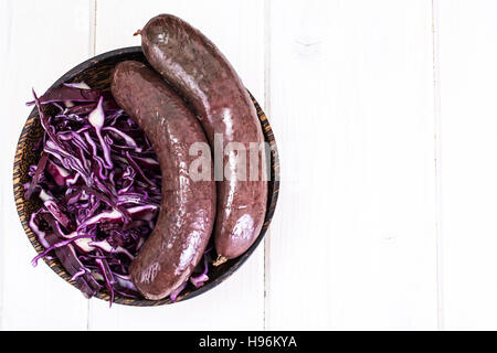 Boudin noir avec de la Choucroute Kaszanka Studio Photo Banque D'Images