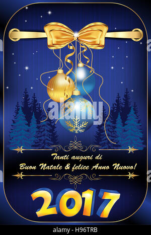 Tanti auguri di Buon Natale & felice Anno Nuovo ! - Biglietto d'auguri. Colori di stampa Banque D'Images