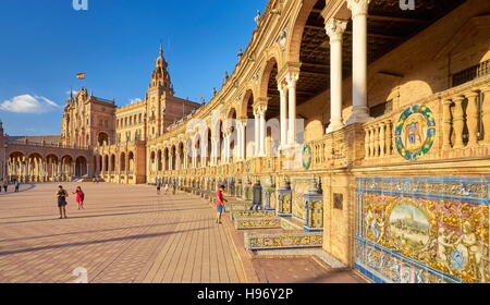 - Plaza de España de Séville, Andalousie, Espagne Banque D'Images