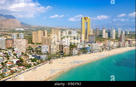 Espagne - vue aérienne Vue paysage de Benidorm Banque D'Images