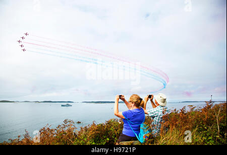 Les flèches rouges sur les îles Scilly, Cornwall, UK Banque D'Images