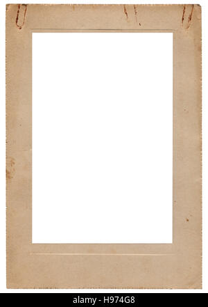 Studio photo portfolio de vintage photo frame, isolé vertical vieux rétro sépia beige carton album vitraux carte copy space
