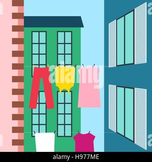 Séchage blanchisserie Vector illustration Illustration de Vecteur