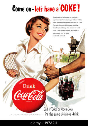 1954 La publicité pour Coca-Cola Banque D'Images