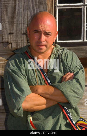 L'Oneida indian reenactor, Fort Stanwix National Monument, New York Banque D'Images