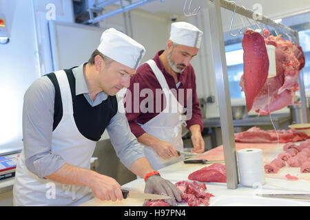 Les bouchers de viande en dés Banque D'Images