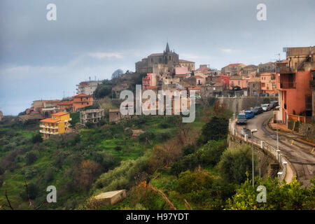 Vieille ville de Forza D'Agrò, Messine, Sicile, Italie Banque D'Images