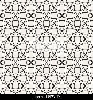 Circle Line qui se chevauchent Lattice. Seamless Vector motif en noir et blanc. Illustration de Vecteur