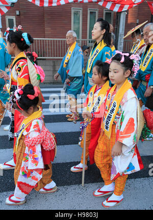 Le Japon, Kawagoe, festival, procession, les gens, Banque D'Images