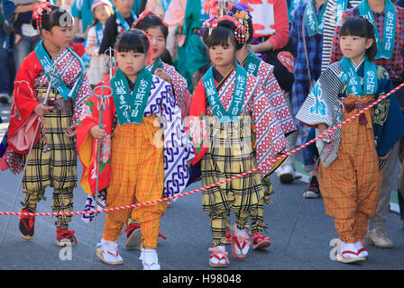 Le Japon, Kawagoe, festival, procession, les gens, les enfants, Banque D'Images