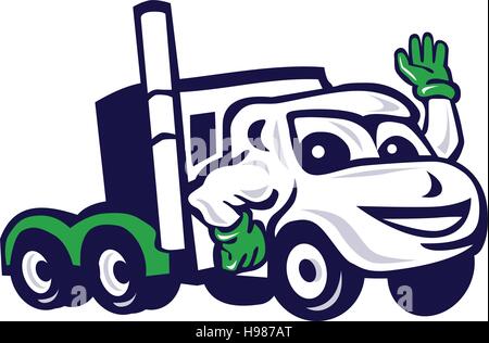 Illustration d'une forme de forage semi truck isolé sur fond blanc fait dans un style de dessin animé. Illustration de Vecteur