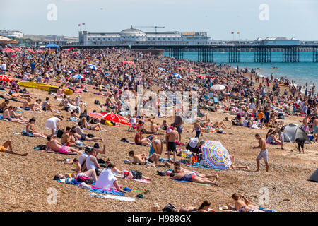 La plage de Brighton sur un après-midi de printemps ensoleillé Banque D'Images