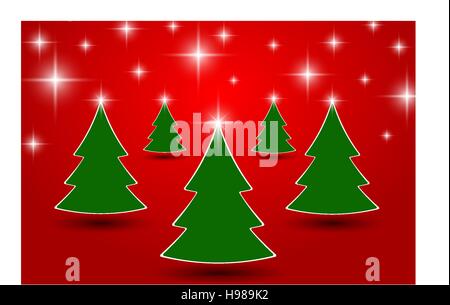 Arbre de Noël de ligne de départ au red studio chambre,Maison de vacances Carte de souhaits Illustration de Vecteur