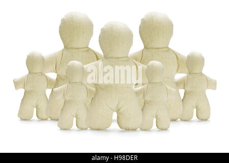 Collection de figurines factice sur fond blanc Banque D'Images
