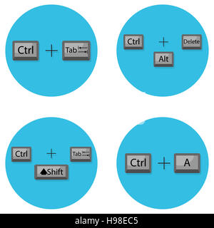 Combinaison de touches raccourcis clavier. Commande pour passer de l'ordinateur, onglet, ctrl. Vector illustration Banque D'Images