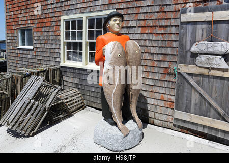 Une figure en forme d'un pêcheur dans le village de pêcheurs de Peggy's Cove, en Nouvelle-Écosse, Canada. Banque D'Images