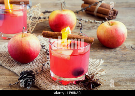 Délicieux cidre de pomme et canneberge de fête (de) - des boissons de Noël Banque D'Images