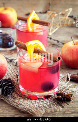 Délicieux cidre de pomme et canneberge de fête (de) - des boissons de Noël Banque D'Images