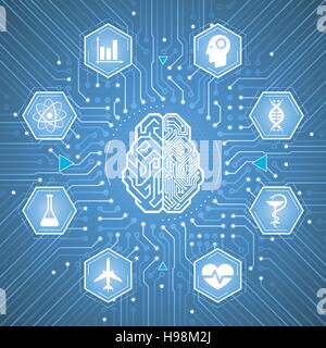 Cerveau cybernétique Illustration de Vecteur