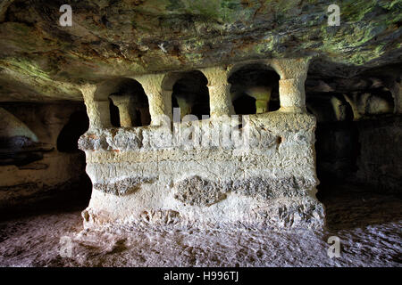 Trabacche catacomb en Sicile. Banque D'Images