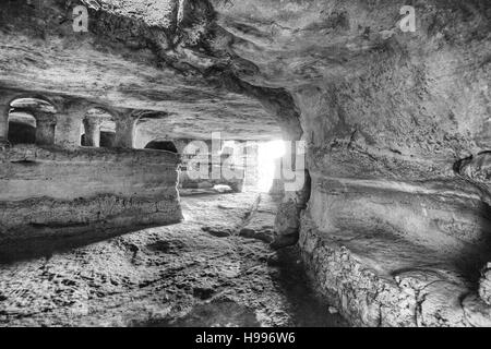 Trabacche catacomb en Sicile. Banque D'Images