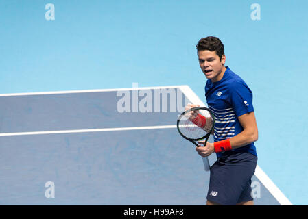 Londres, Royaume-Uni. 19 Nov, 2016. Barclays ATP Finales : des célibataires, Milos Raonic (CAN) joue la demi-finale de Finale ATP Crédit : Alberto Pezzali/Pacific Press/Alamy Live News Banque D'Images