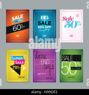 Collection de vente affiche ou bannière site web design templates. Illustration vectorielle définie pour des affiches, bannières, e-mail Médias sociaux et dépliants, publicités, dessins et modèles Illustration de Vecteur