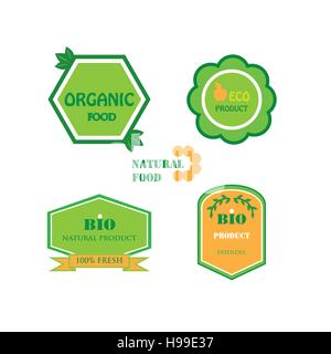 Ensemble de logos pour les aliments biologiques et naturels Illustration de Vecteur