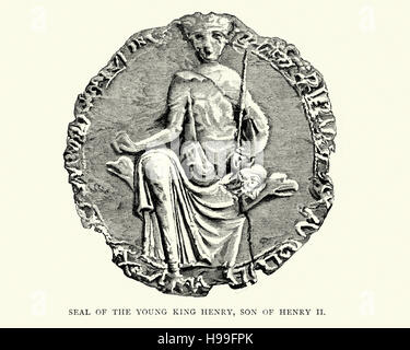 Sceau de Henry le jeune roi, était le deuxième des cinq fils légitime d'Henri II d'Angleterre et d'Aliénor d'Aquitaine. Banque D'Images