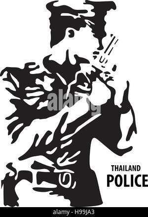 Vector illustration de la police Thaïlande Illustration de Vecteur