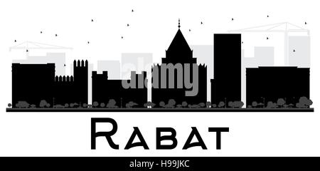 Rabat ville silhouette noir et blanc. Vector illustration. Concept simple pour le tourisme présentation, bannière, un placard ou un site web. Illustration de Vecteur