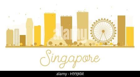 Singapore City skyline silhouette d'or. Vector illustration. Concept simple pour le tourisme présentation, bannière, un placard ou un site web. Illustration de Vecteur