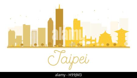Taipei City skyline silhouette d'or. Vector illustration. Concept simple pour le tourisme présentation, bannière, un placard ou un site web. Illustration de Vecteur