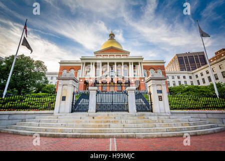 La Massachusetts State House, dans la région de Beacon Hill, Boston, Massachusetts. Banque D'Images