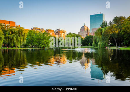 L'étang du Boston Public Garden, à Boston, Massachusetts. Banque D'Images