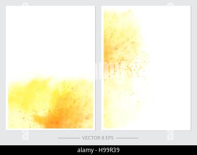 Jeu de cartes avec vector hand drawn aquarelle blots. Aquarelle colorée blots d'invitation, cartes postales, cartes d'affaires et d'autres. Illustration de Vecteur