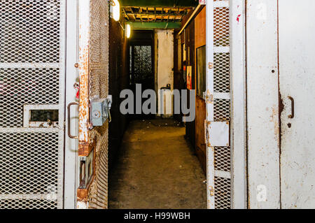 Prescription d'acier portes à Crumlin Road Prison, une prison victorienne inspirée de Pentonville à Londres. Banque D'Images