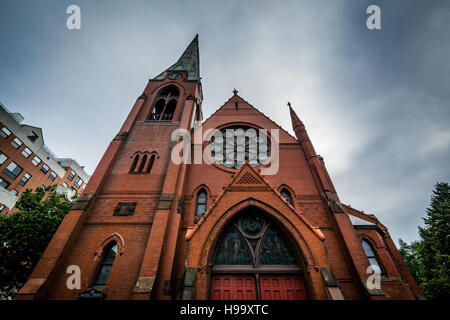 La première église baptiste, à la place centrale, à Cambridge, Massachusetts. Banque D'Images