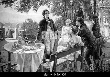 Le jeune Johann Wolfgang von Goethe, le 28 août 1749 - 22 mars 1832 est un écrivain et homme d'État, près de Francfort, Allemagne, illustration historique Banque D'Images