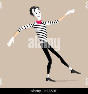 Un mime effectuant une pantomime appelé sur la ligne Illustration de Vecteur