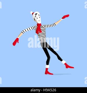 Performance mime d'hiver appelé sur la ligne Illustration de Vecteur