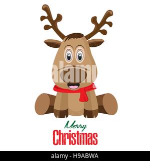 Joyeux Noël, renne, carte, vecteur, année, illustration, décoration, maison, Noël, nouveau, de l'hiver, de l'accueil, l'art, l'heureux Illustration de Vecteur