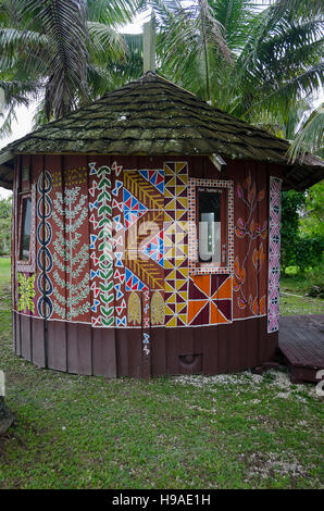 Bâtiment décoré avec art, Niue Alofi, Niue, le Pacifique Sud, l'Océanie Banque D'Images